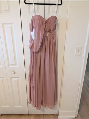 Pink Strapless Chiffon Evening Dress - Brand Unspecified